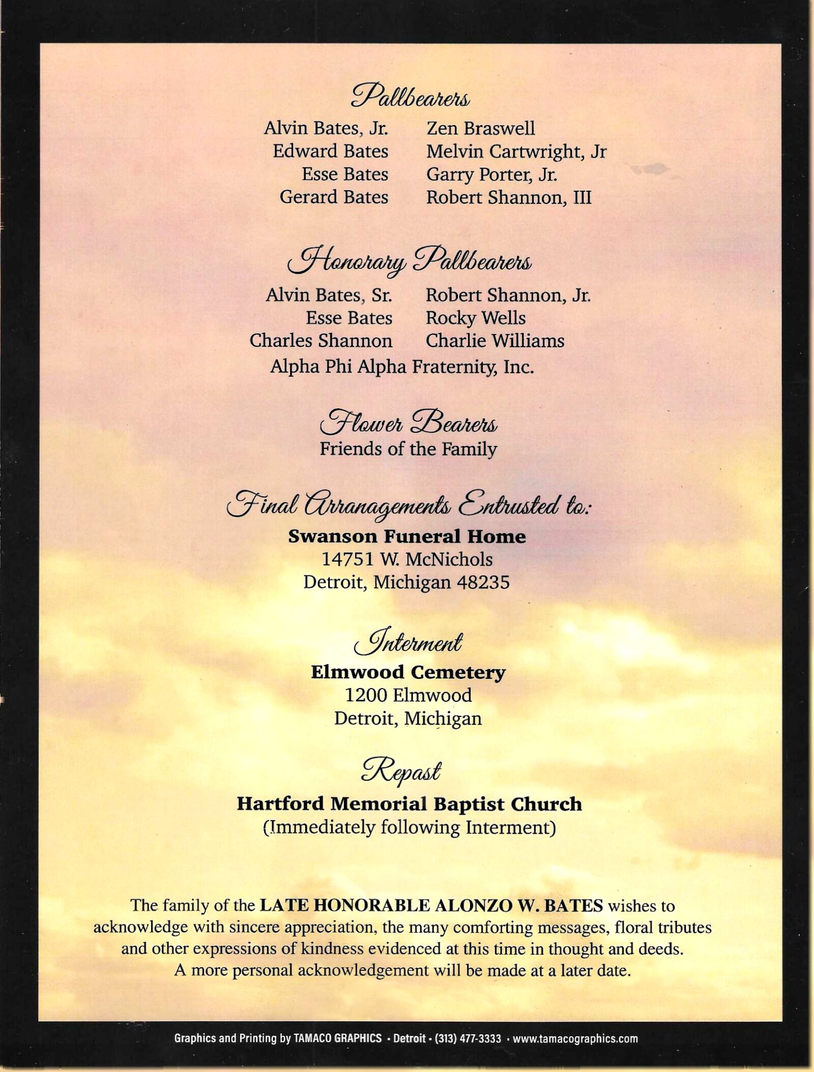 Tribute to Alonzo W Bates Detroit Alumni Chapter Alabama State University