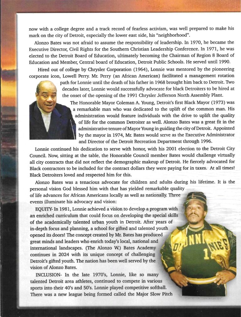 Tribute to Alonzo W Bates Detroit Alumni Chapter Alabama State University